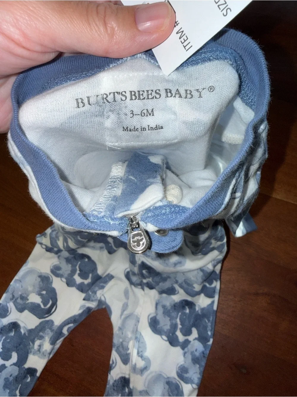 Blue‎ Cloud-Print Footed One-Piece Pajamas with Zip Front